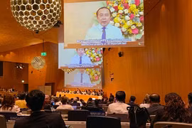 Minister of Science and Technology Vu Hai Quan delivers a pre-recorded address at the 68th series of meetings of the assemblies of the member states of the World Intellectual Property Organisation (Photo: Permanent Mission of Vietnam in Geneva)