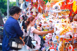 Young people go shopping on Hang Ma street in Hanoi. (Photo: VNA)