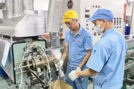 Producing components for office equipment at SWCC Showa Vietnam Co., Ltd. in Bac Thang Long Industrial Park. Hanoi (Photo: hanoimoi.vn) 