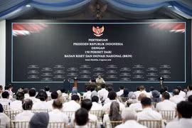 A view of the meeting between Indonesian President Prabowo Subianto and 150 researchers from the National Research and Innovation Agency (BRIN) on August 6 (Photo: VNA)