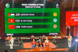 Vietnam's Le Van Cong takes silver in the men’s 49kg powerlifting event at the 2026 Asian Para Games on October 19. (Photo: Vietnam Asian Para Games delegation) 