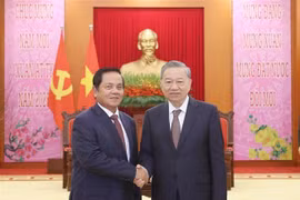 Party General Secretary To Lam (right) receives Ouch Borith, a member of the Cambodian People's Party Central Committee's Standing Board and First Vice President of the Cambodian Senate, in Hanoi on January 20. (Photo: VNA)