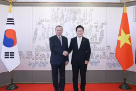 General Secretary of the Communist Party of Vietnam Central Committee To Lam (left) and President of the Republic of Korea (RoK) Lee Jae Myung in Seoul on August 11 (Photo: VNA)
