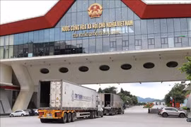 Vehicles moving through the Huu Nghi International Border Gate (Photo: VNA)