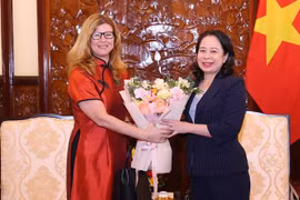 Vice State President Vo Thi Anh Xuan (R) meets with UNICEF Representative in Vietnam Silvia Danailov in Hanoi on January 7, 2024 (Photo: VNA)