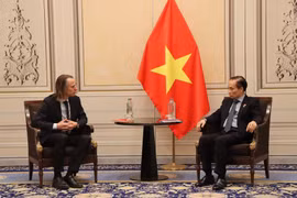 Foreign Minister Le Hoai Trung (R) meets with Benjamin Pestieau, Deputy General Secretary of the Workers’ Party of Belgium (PTB) in Brussels on October 24. (Photo: VNA)