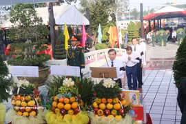 Politburo member, Secretary of the Communist Party of Vietnam Central Committee and head of the Party Central Committee’s Commission for Internal Affairs Le Minh Tri offers incense at the Can Tho city Martyrs’ Cemetery. (Photo: VNA)