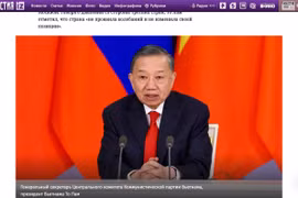 A screenshot of an Izvestia (iz.ru) story on the state visit to Russia by General Secretary of the CPV Central Committee and President To Lam (Photo published by VNA)