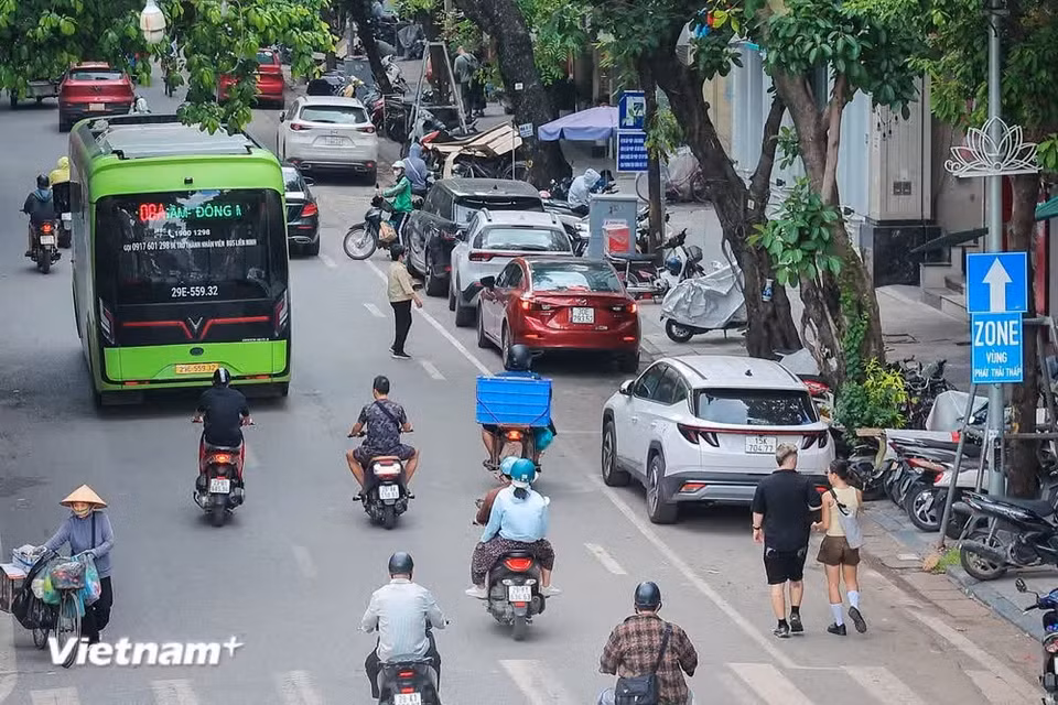This is the area where restrictions on fossil-fuel-powered vehicles have begun to be introduced. ﻿(Photo: VietnamPlus)