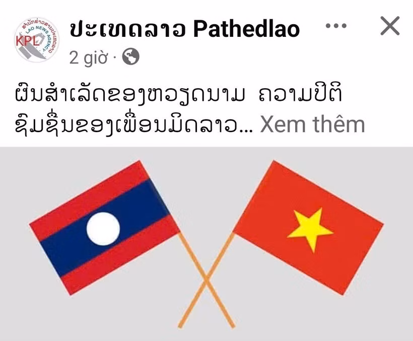 A post on the official Facebook page of the Pathet Lao newspaper. (Photo published by VNA)