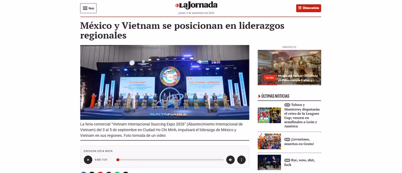 Vietnam is increasingly playing an important role in production and supply chains in Asia, according to Mexico's daily La Jornada (Photo: Screenshot)