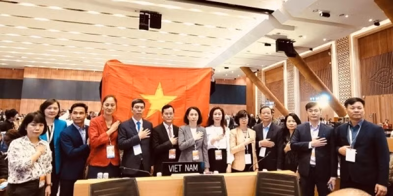 The Vietnamese delegation attends the 46th session of the World Heritage Committee in July 2024. (Photo: VNA)