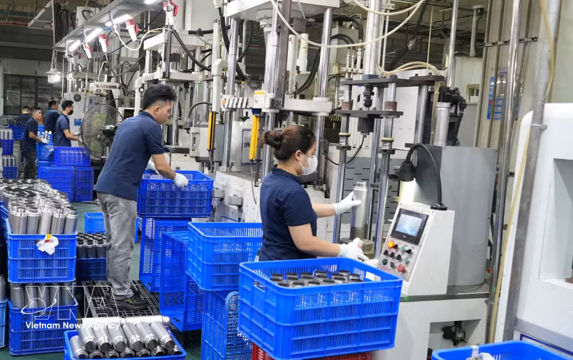 Workers at Thang Long Packing Import-Export and Production JSC in Tu Son ward, Bac Ninh province. (Photo: VNA)