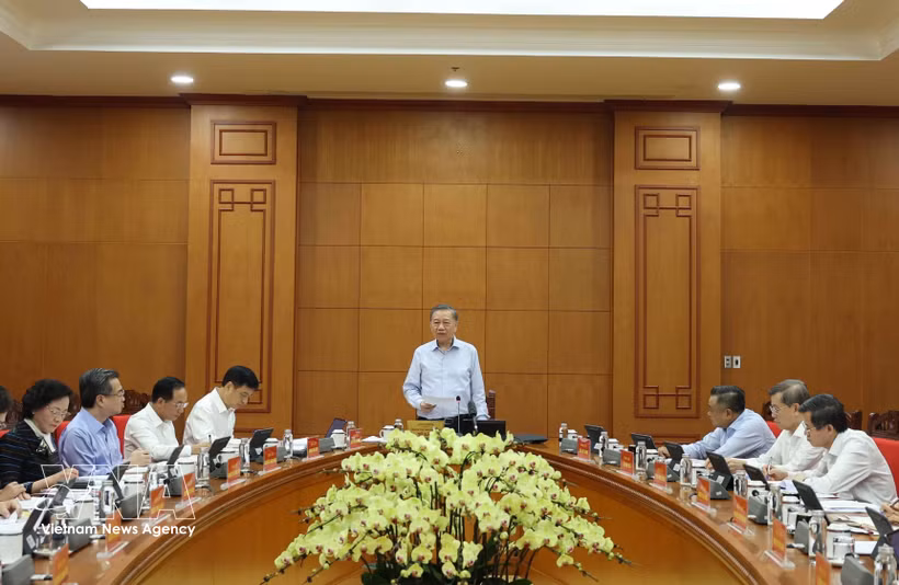 General Secretary of the Communist Party of Vietnam (CPV) Central Committee and President To Lam speaks at the meeting (Photo: VNA)