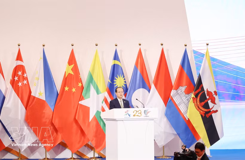 Chinese Vice Minister of Commerce Yan Dong speaks at the opening ceremony of the 23rd China–ASEAN Expo (CAEXPO) on September 17. (Photo: VNA)