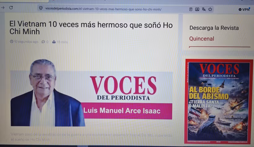 Cuban journalist Luis Manuel Arce Isaac, author of the article published in Mexico’s Voces del Periodista magazine. (Photo: Screenshot/VNA)