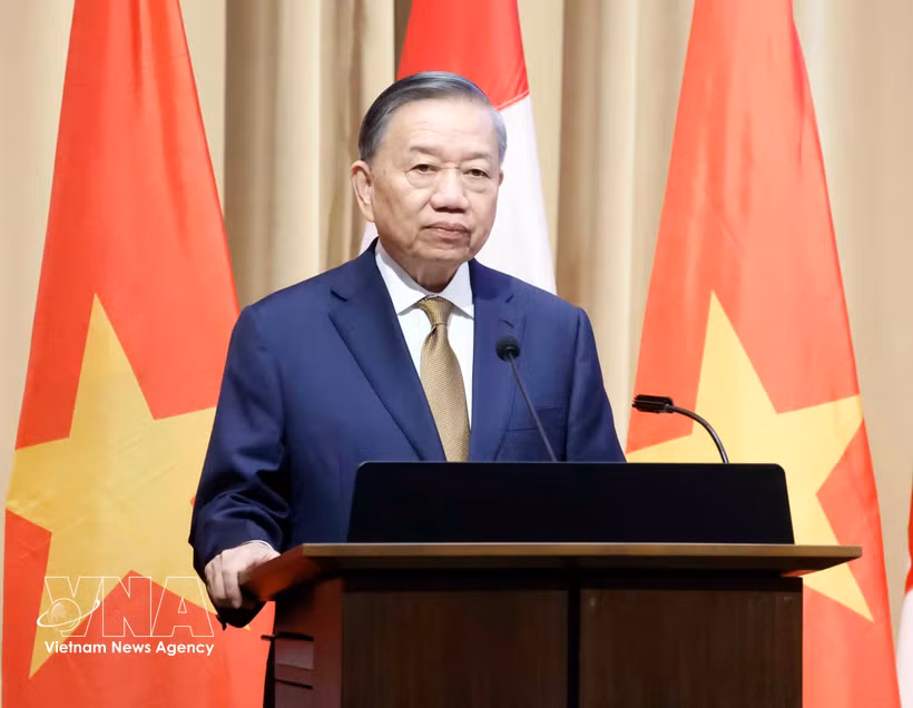 General Secretary of the Communist Party of Vietnam Central Committee and President To Lam delivers a policy speech on the Vietnam–Canada Strategic Partnership at the Parliament of Canada in Ottawa on September 24 afternoon (local time). (Photo: VNA)