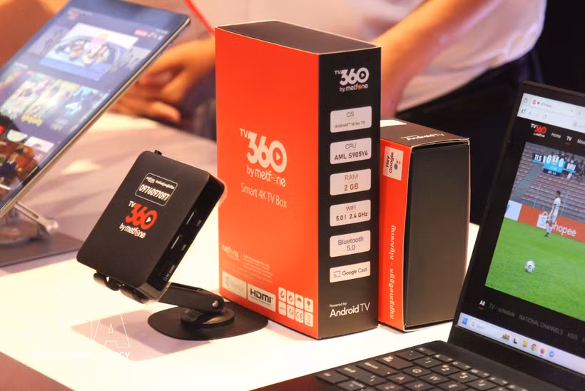 The Metfone TV360 product is showcased at a ceremony in Cambodia. (Photo: VNA)