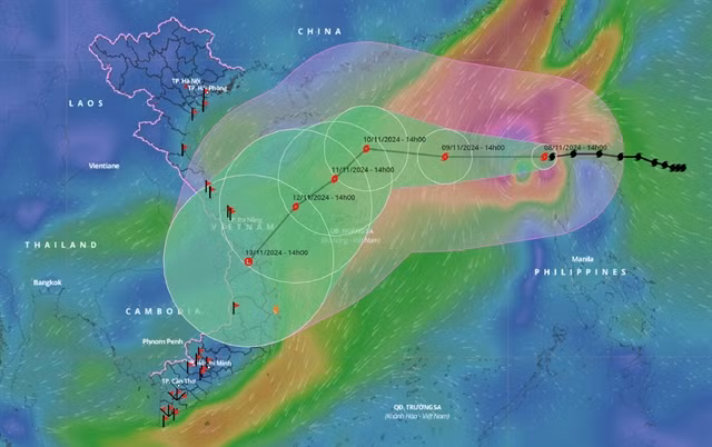 The forecasted path of Typhoon Yinxing over the few days (Photo: VNA) 