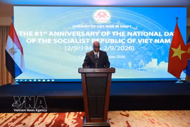 Egyptian Deputy Foreign Minister Mohamed Abou Bakr Saleh speaks at the ceremony marking the 81st National Day of Vietnam in Cairo on September 10 (local time). (Photo: VNA)