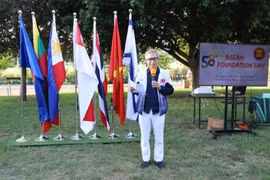 Vietnamese Ambassador to Israel Ly Duc Trung speaks at the event celebrating ASEAN's 58th founding anniversary. (Photo: VNA)