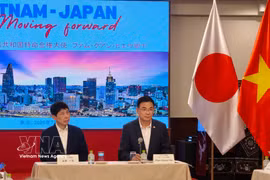 Vietnamese Ambassador to Japan Pham Quang Hieu (R) and Gunma Governor Yamamoto Ichita co-chair the seminar on promoting public-private cooperation in digital transformation. (Photo: VNA)