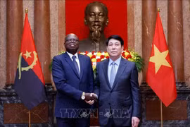 State President Luong Cuong (R) receives Angolan Ambassador Fernando Miguel on April 24, 2025. (Photo: VNA) 