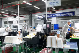 The production line at Thang Long Packaging Production and Import-Export Joint Stock Company meets the demand of a wide range of domestic and international customers. (Photo: VNA) 