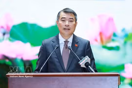 Prime Minister Le Minh Hung speaks at the national political-military conference. (Photo: VNA)