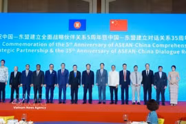 Delegates attend the ceremony in Beijing on September 15 marking the fifth anniversary of the ASEAN-China Comprehensive Strategic Partnership and the 35th anniversary of ASEAN-China Dialogue Relations. (Photo: VNA)