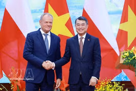 Vietnamese Prime Minister Le Minh Hung (R) and Polish Prime Minister Donald Tusk meet in Hanoi on October 26, 2026. (Photo: VNA)