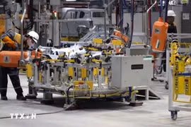 Workers work at a VinFast factory (Photo: VNA)