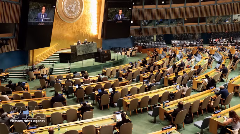 Minister-Counselor Nguyen Hai Luu, Deputy Permanent Representative of Vietnam to the UN, speaks at the session. (Photo: VNA)