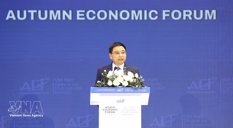 Deputy Prime Minister Nguyen Van Thang speaks at the Autumn Economic Forum 2026 on October 28. (Photo: VNA)