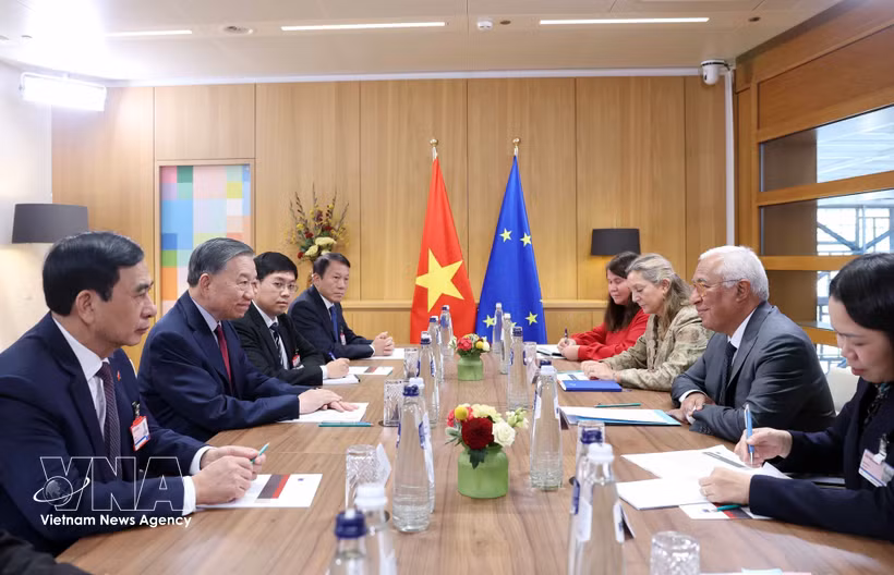 General Secretary of the Communist Party of Vietnam Central Committee and President To Lam holds talks with European Council President António Costa (VNA)