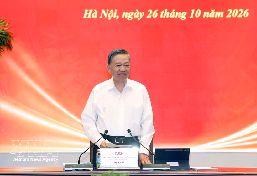 General Secretary of the Communist Party of Vietnam Central Committee and President To Lam speaks at the meeting (Photo: VNA)