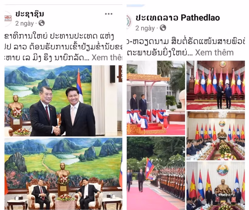 Posts on the official Facebook pages of Laophattana News and Pathetlao (Photo published by VNA)