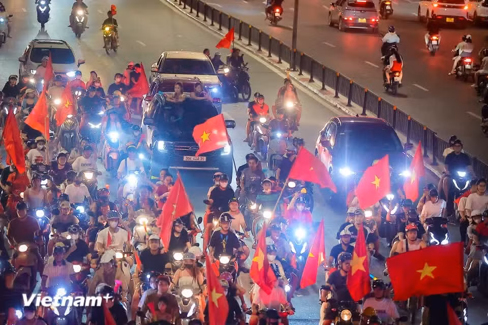 The celebrations go beyond a sporting triumph, offering a vivid testament to the power of national unity. (Photo: VietnamPlus)
