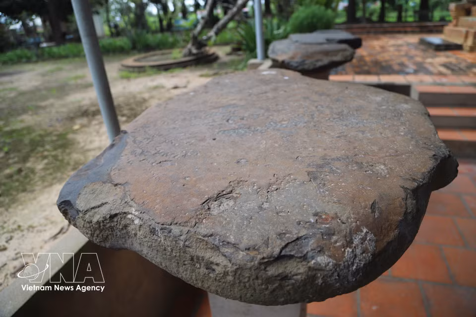 Artefacts preserved within the grounds of Binh Thanh ancient tower. (Photo: VNA)