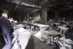The scence of the fire. (Photo: Xinhua/VNA)