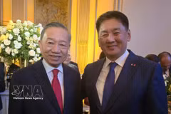 General Secretary of the Communist Party of Vietnam Central Committee and President To Lam (L) meets with Mongolian President Ukhnaagiin Khürelsükh in New York. (Photo: VNA)