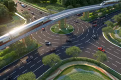 A perspective of the first section of the Phu Quoc urban railway line (Photo: VNA) 