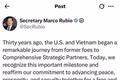 US Secretary of State Marco Rubio's post on X social network. (Photo: VNA)