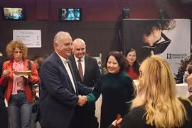 Vietnamese Ambassador to Greece Pham Thi Thu Huong and Greek officials at the opening ceremony of the Vietamese film week (Photo: VNA)