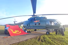 Helicopters rehearse flag display for National Day celebration
