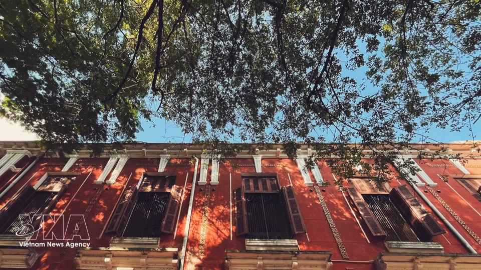 The school features red facades, arched openings, spacious corridors and tiled roofs. (Photo: Van Dung/VNA)