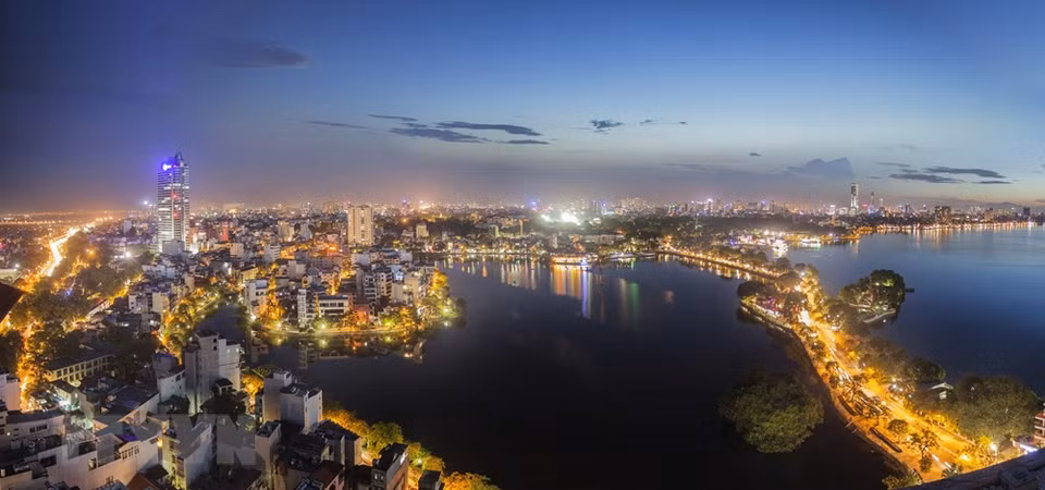 Truc Bach lake and West Lake inside the city (Photo: VNA) 