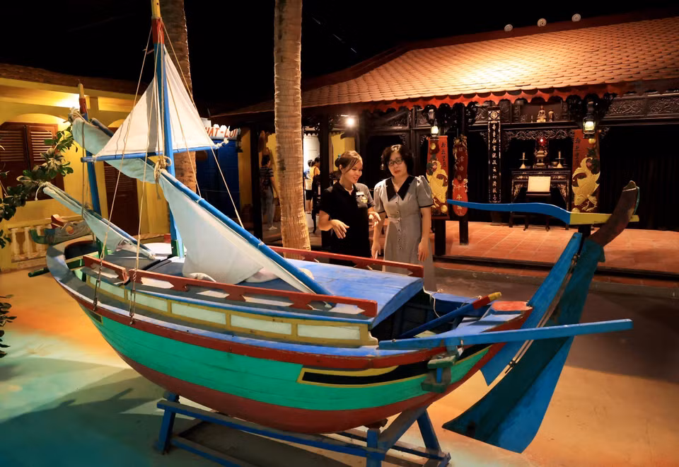 An anchovy fishing boat involved in Phan Thiet fish sauce is on display at the museum. (Photo: VNA)