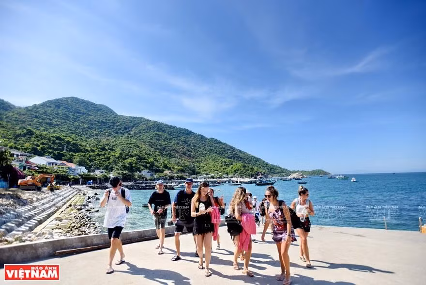 Foreign tourists explore the beauty of Cu Lao Cham (Photo: VNA)
