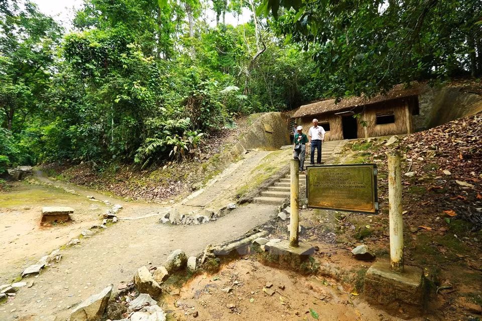 The tent where General Vo Nguyen Giap lived and worked as seen from outside. (Source: VNA)